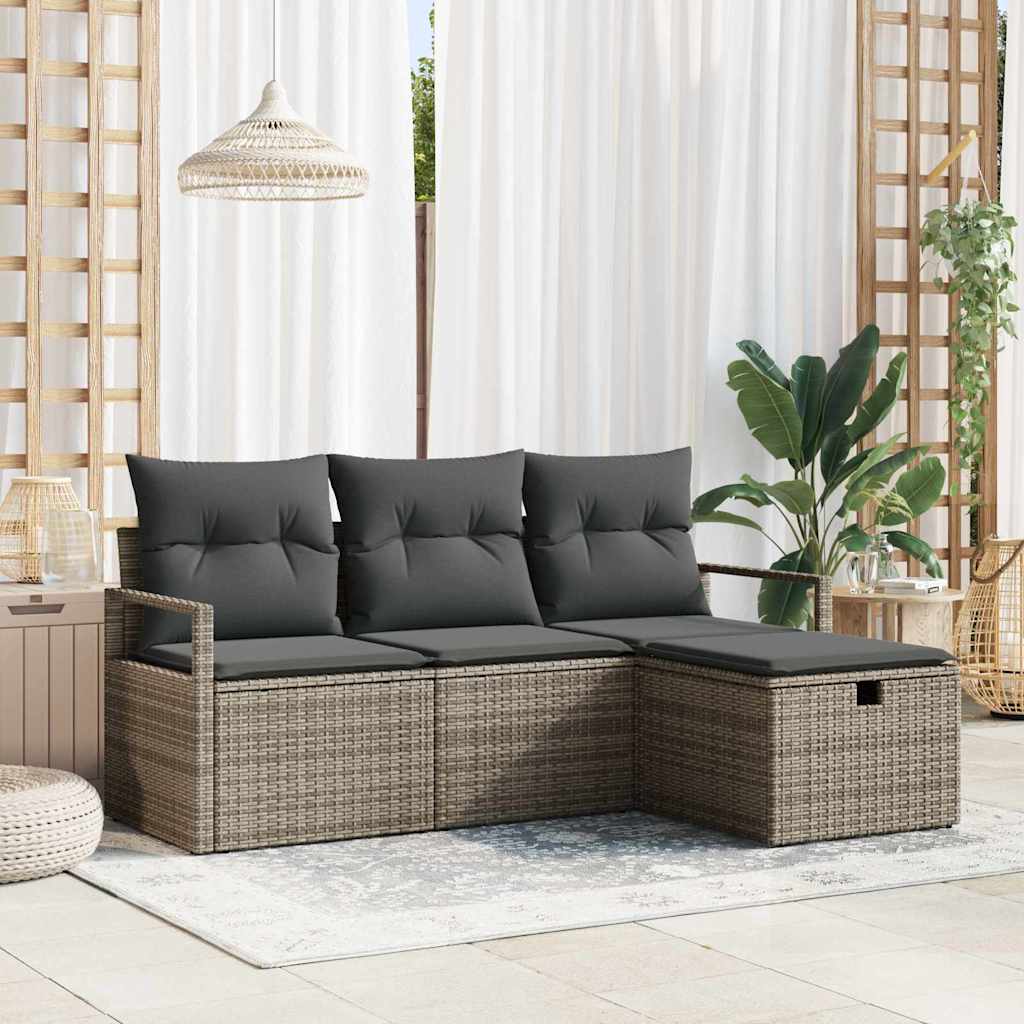 Sofa Set 4 stk. 4-Sitzanzahl Grau Poly-Rattan