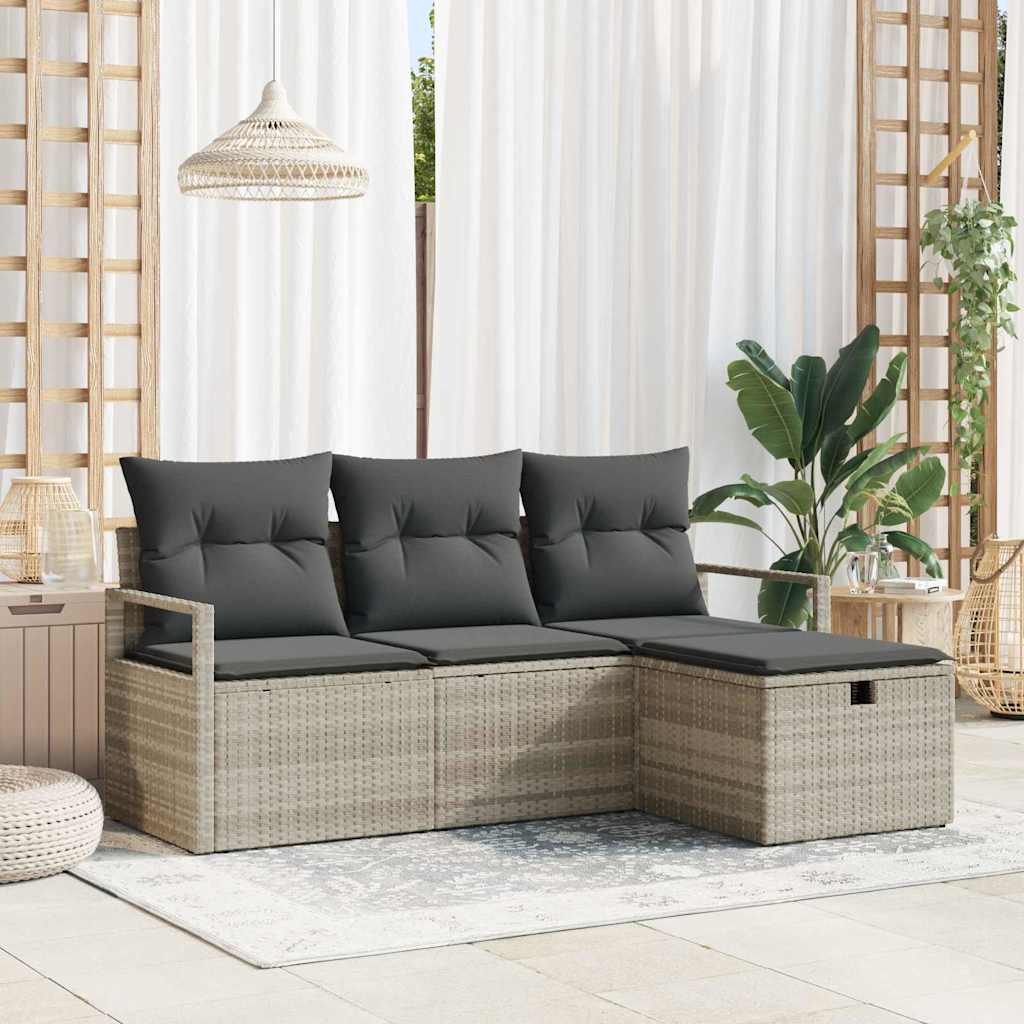 Sofa Set 4 stk. 4-Sitzanzahl Hellgrau Poly-Rattan