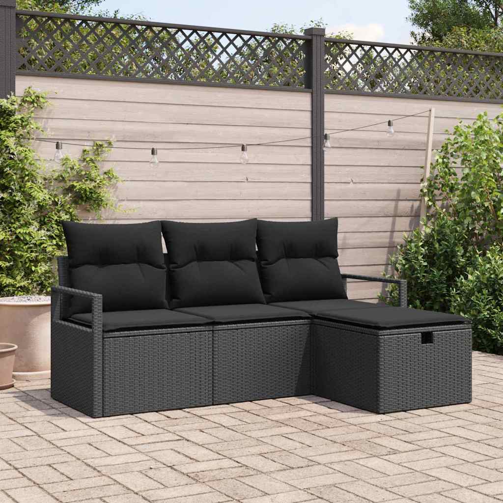 Sofa Set 4 stk. 4-Sitzanzahl Schwarz Poly-Rattan