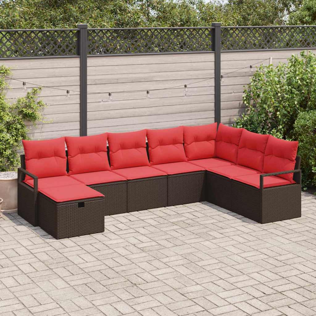 Sofa Set 8 stk. Braun Poly-Rattan