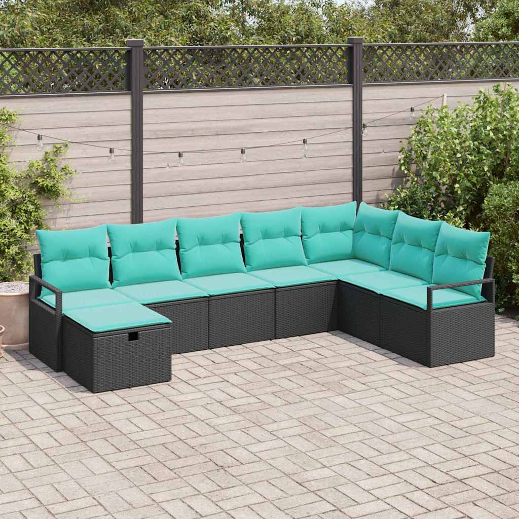 Sofa Set 8 stk. Schwarz Poly-Rattan