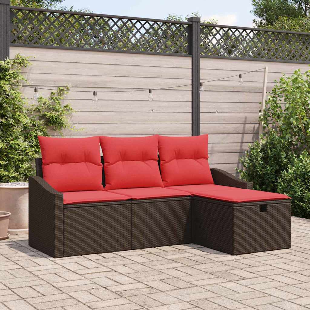 Sofa Set 4 stk. Braun Poly Rattan