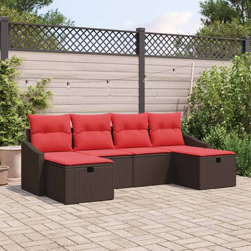 Gartensofa-set 6 stk. Poly-Rattan