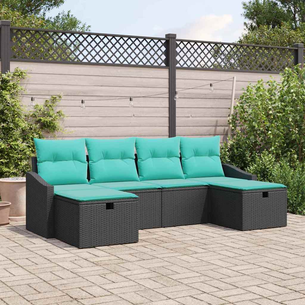 Gartensofa-set 6 stk. Poly-Rattan
