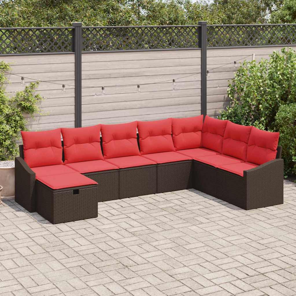Gartensofa-set 8 stk. Poly-Rattan