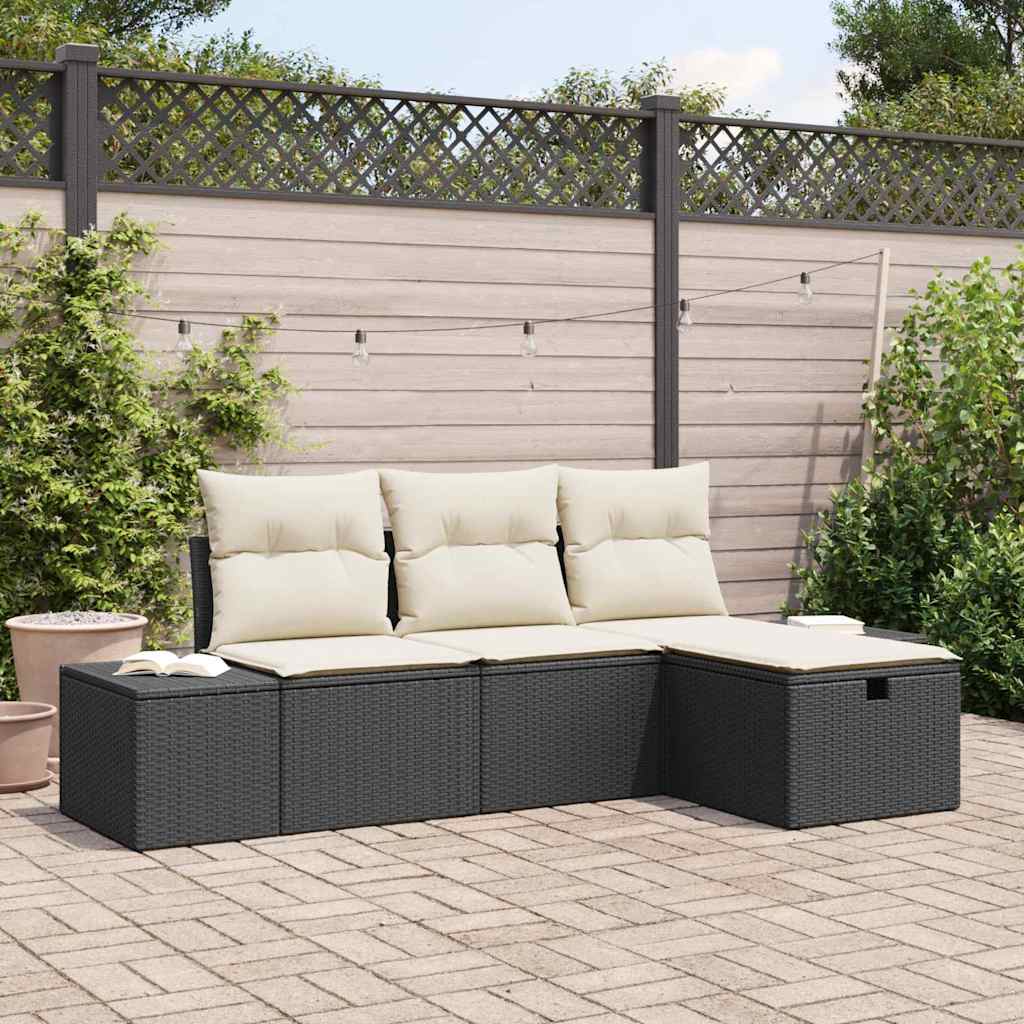 Gartensofa-set 4 stk. Poly-Rattan