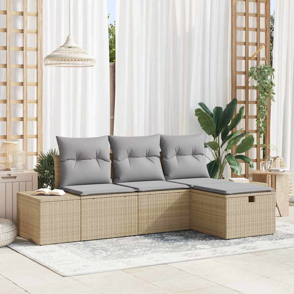 Gartensofa-set 4 stk. Poly-Rattan