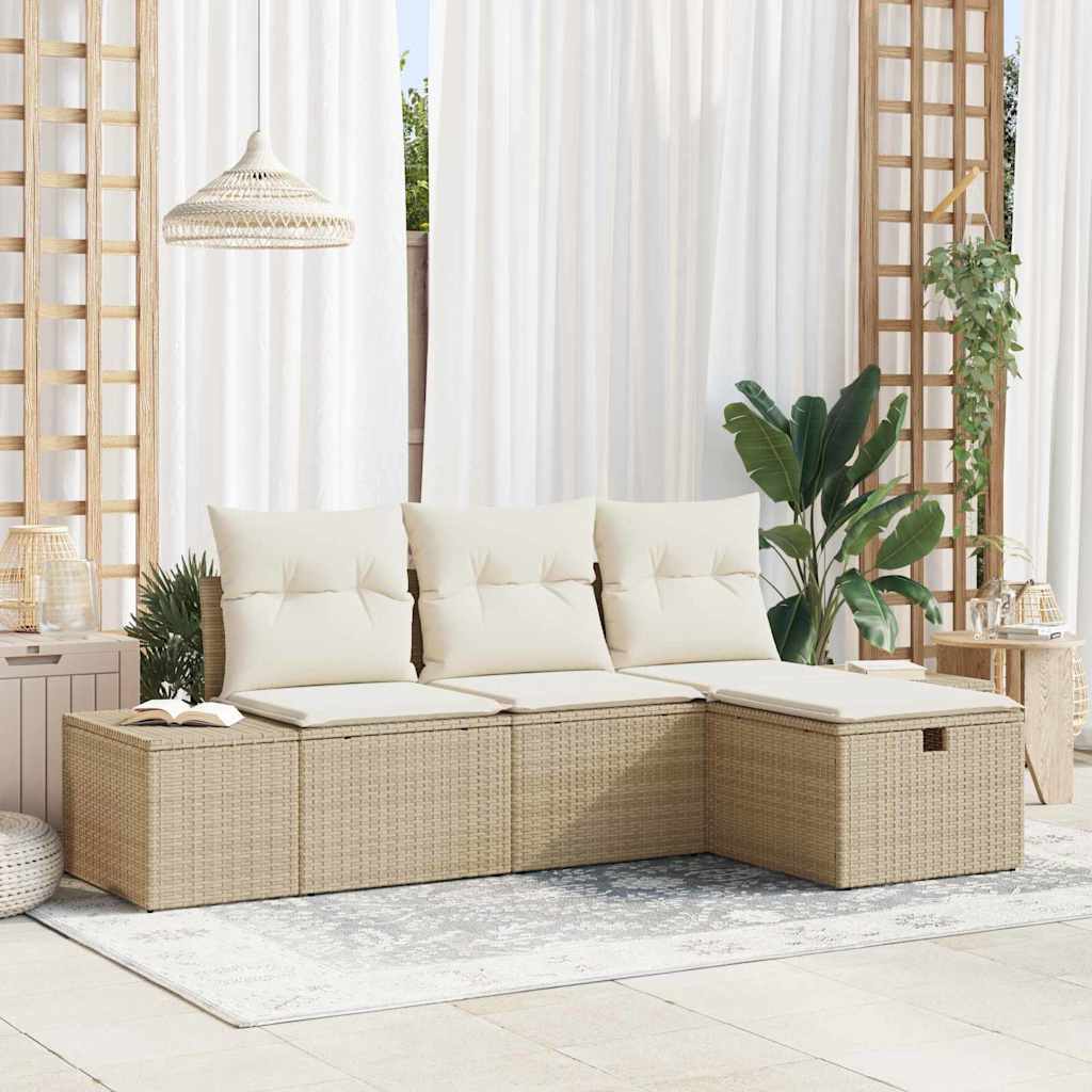Gartensofa-set 4 stk. Poly-Rattan