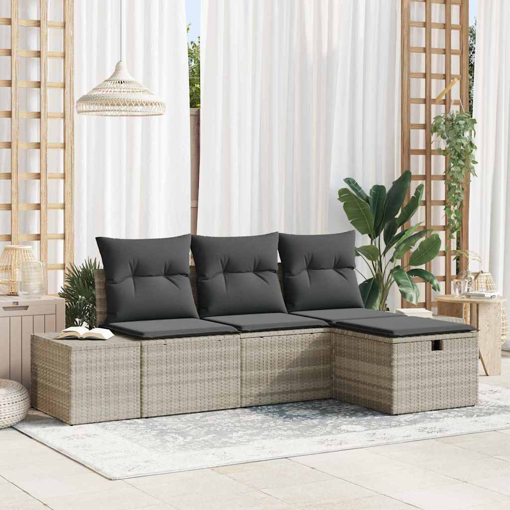 Gartensofa-set 4 stk. Poly-Rattan