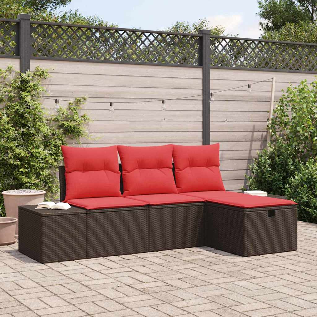 Gartensofa-set 4 stk. Poly-Rattan