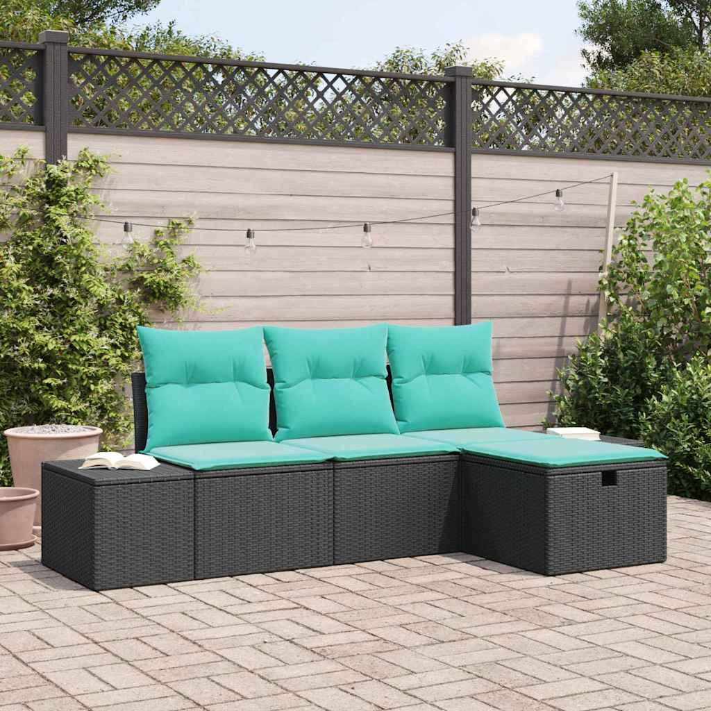 Gartensofa-set 4 stk. Poly-Rattan