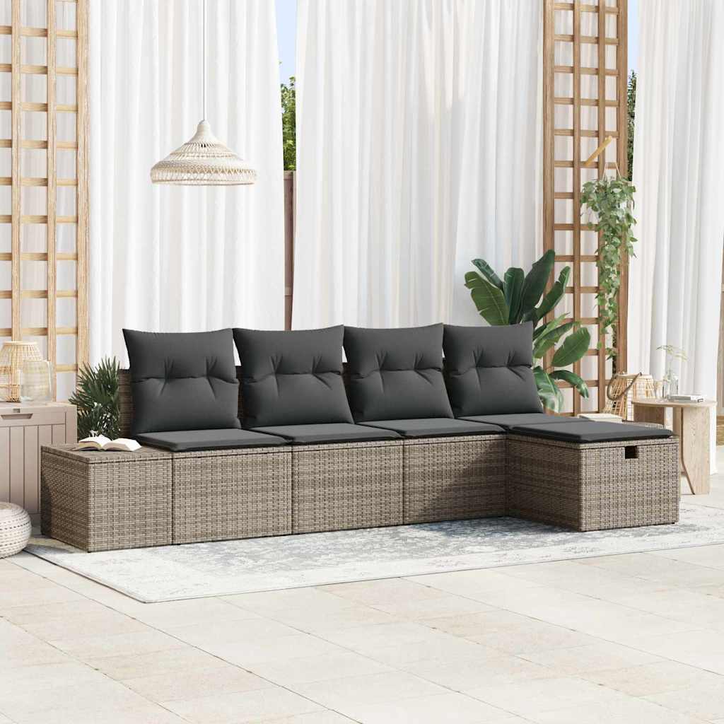 Gartensofa-set 5 stk. Grau Poly-Rattan