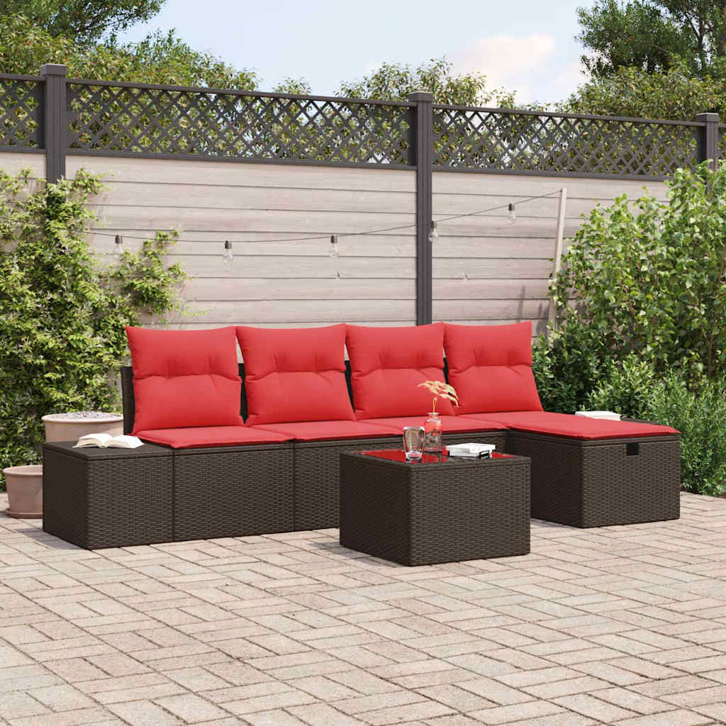 Gartensofa-set 6 stk. Braun Poly-Rattan