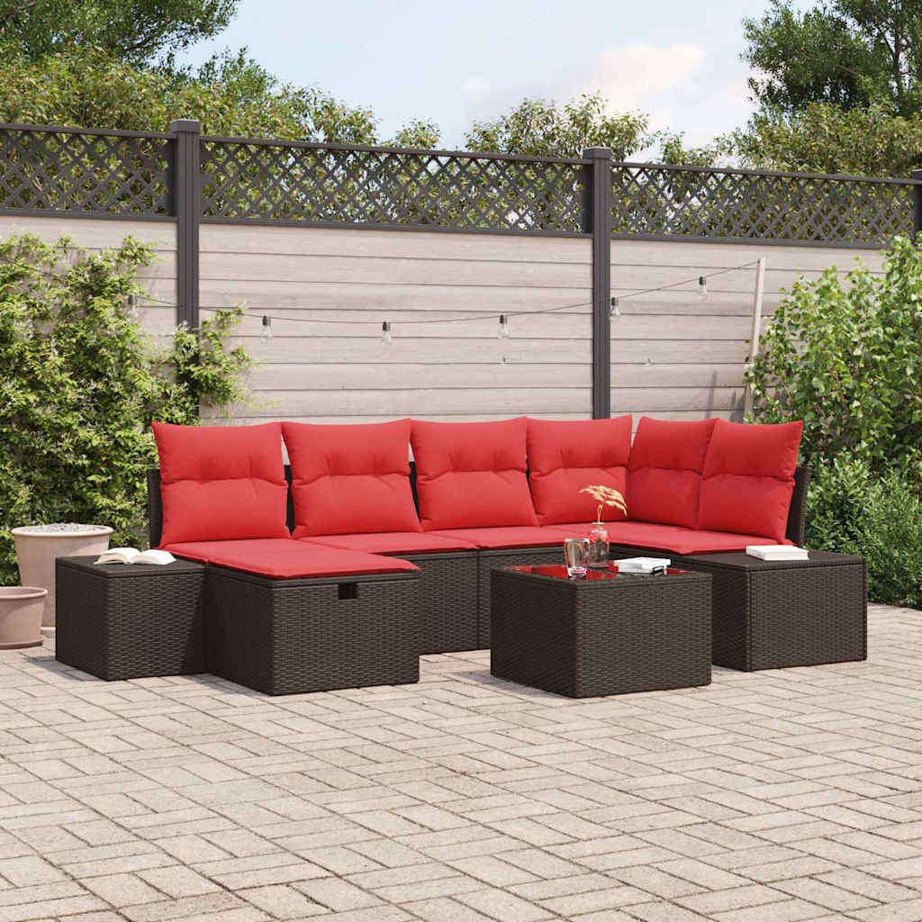 Gartensofa-set 7 stk. Braun Poly-Rattan