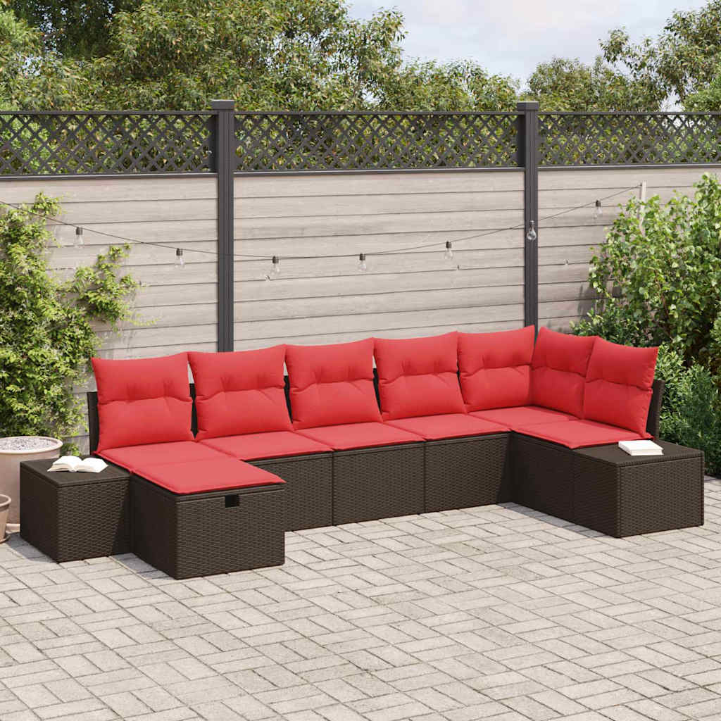 Gartensofa-set 7 stk. Braun Poly-Rattan