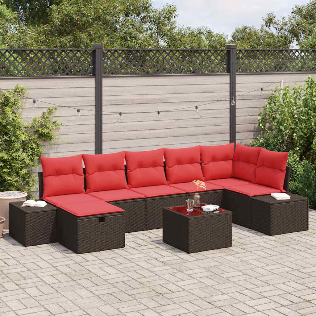Gartensofa-set 8 stk. Braun Poly-Rattan