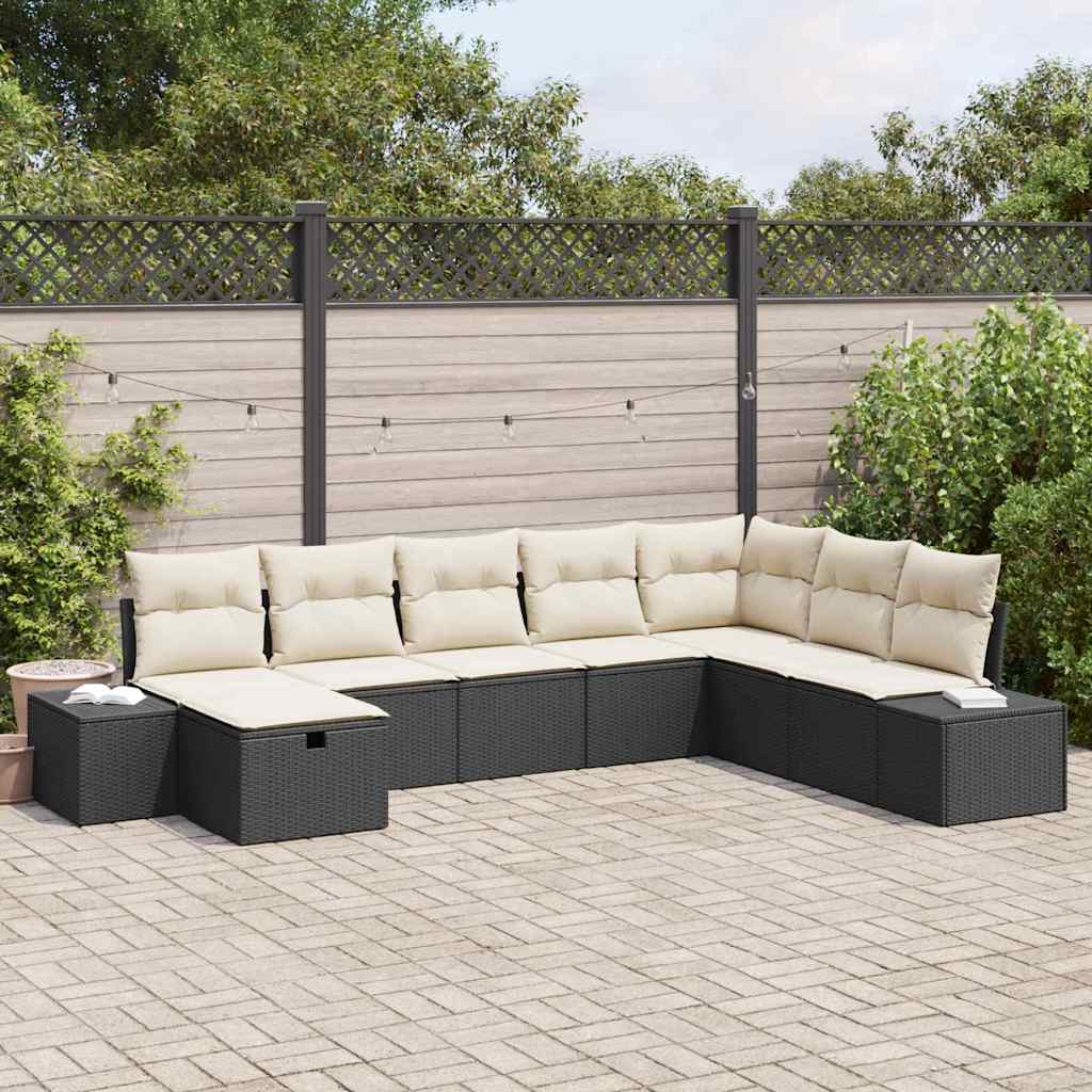 Gartensofa-set 8 stk. Schwarz Poly-Rattan