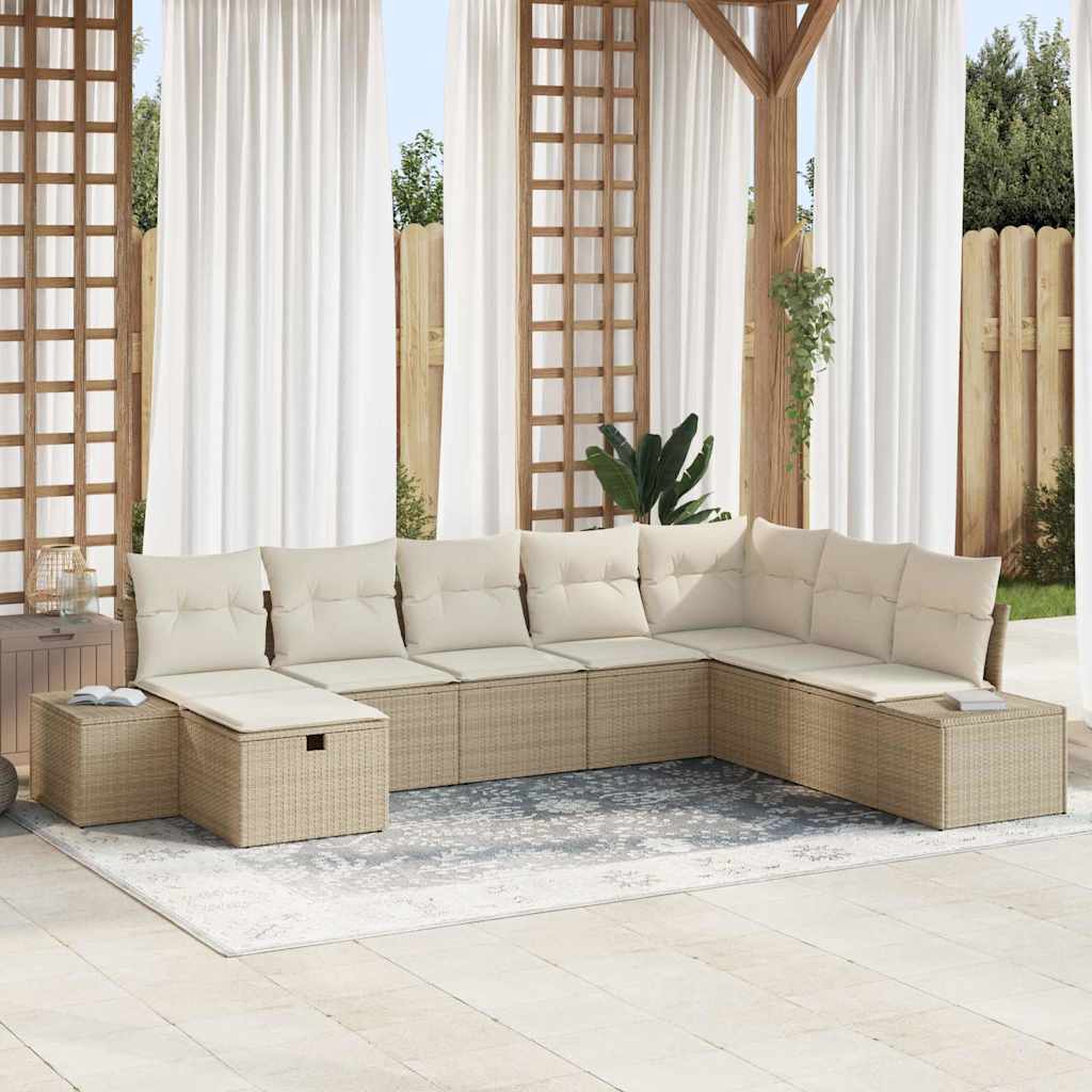 Gartensofa-set 8 stk. Beige Poly-Rattan