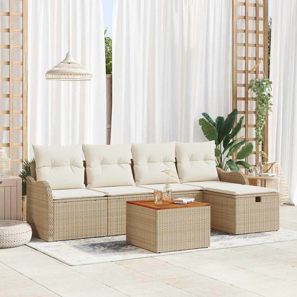 Gartensofa-set 6 stk. Beige Poly-Rattan