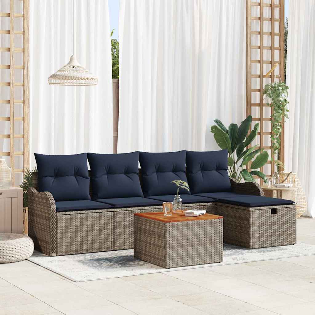 Gartensofa-set 6 stk. Grau Poly-Rattan