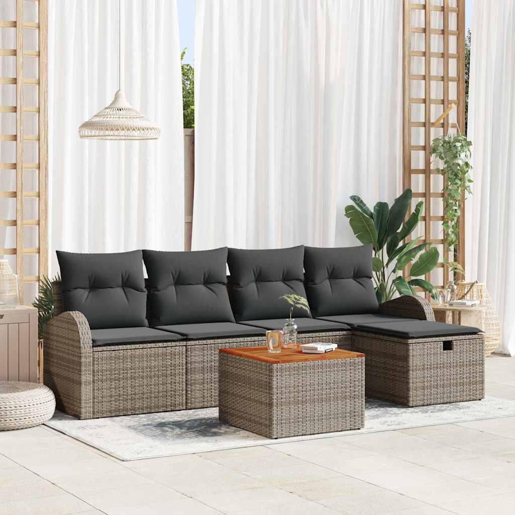 Gartensofa-set 6 stk. Grau Poly-Rattan