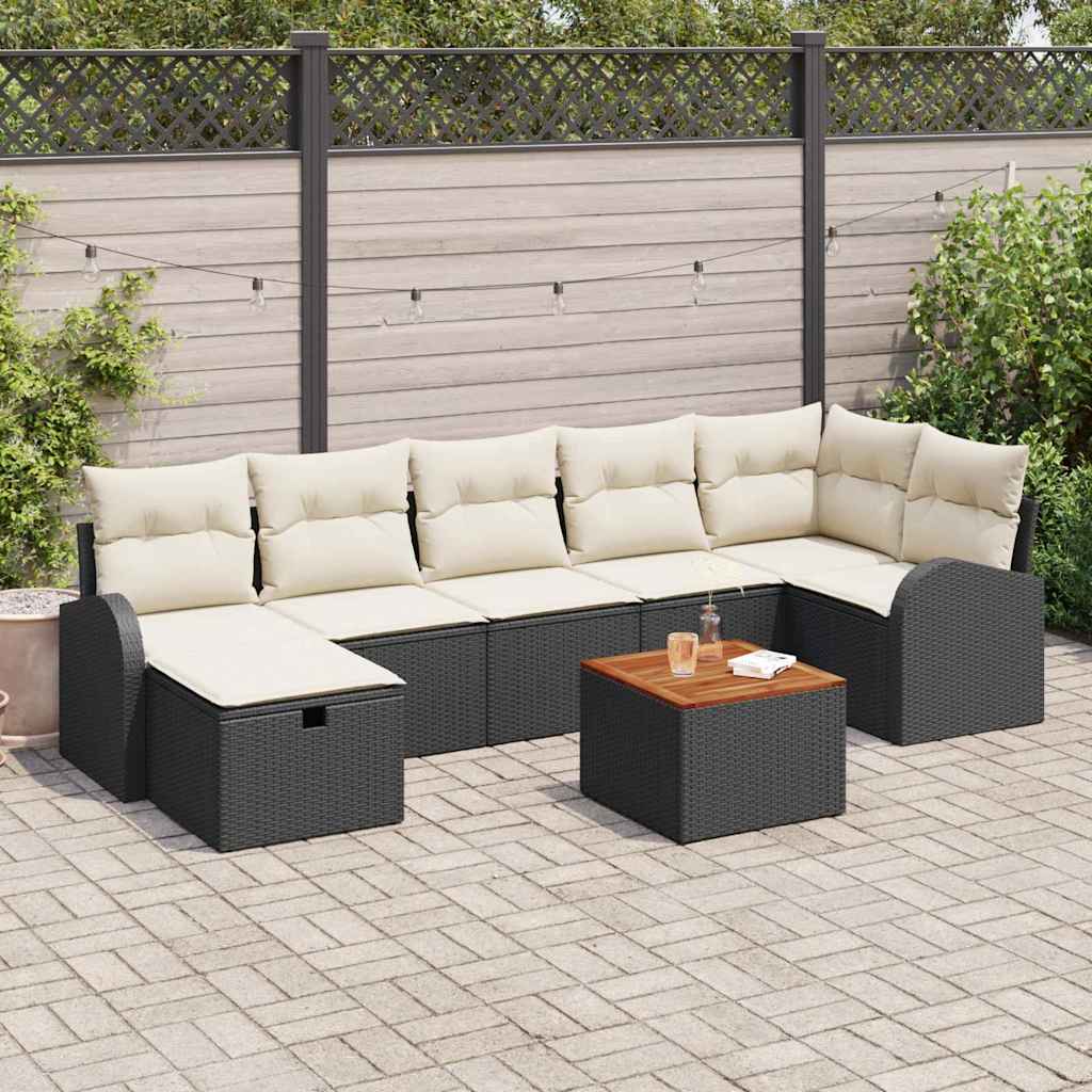 Gartensofa-set 8 stk. Schwarz Poly-Rattan