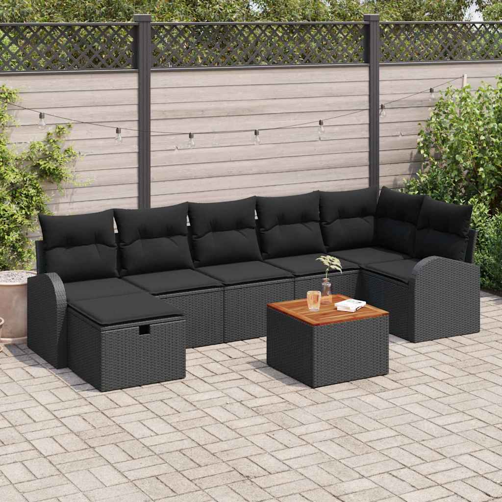 Gartensofa-set 8 stk. Schwarz Poly-Rattan