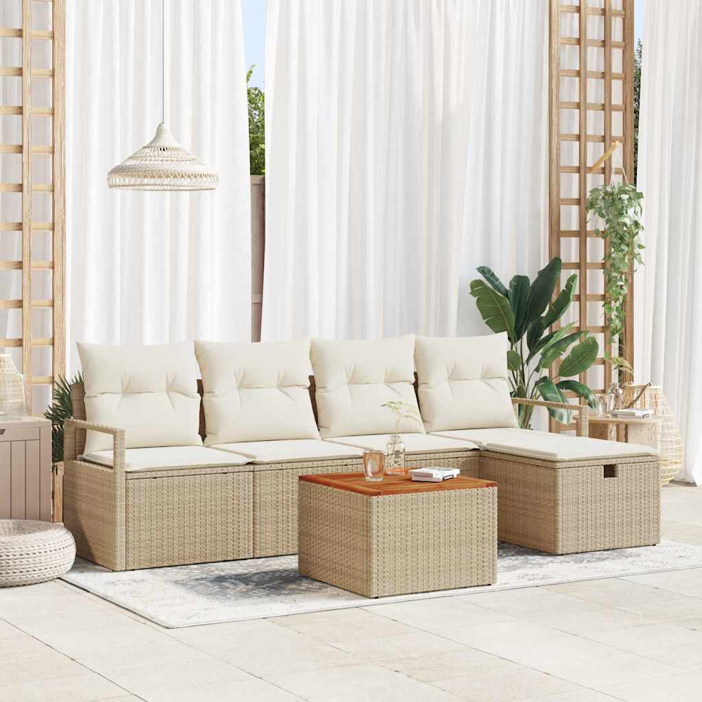 Gartensofa-set 6 stk. Beige Poly-Rattan