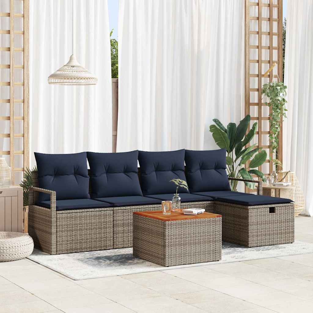 Gartensofa-set 6 stk. Grau Poly-Rattan