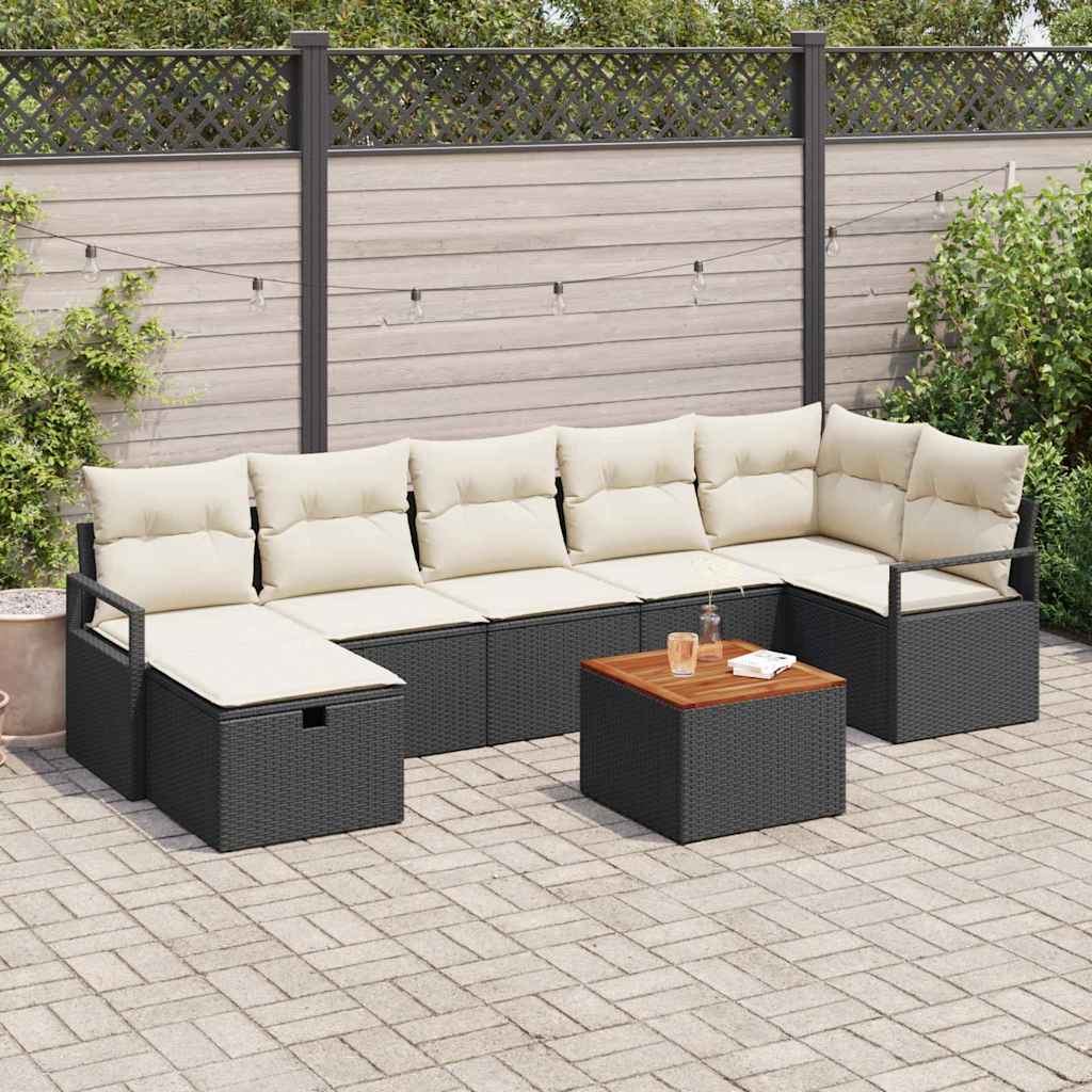 Gartensofa-set 8 stk. Schwarz Poly-Rattan