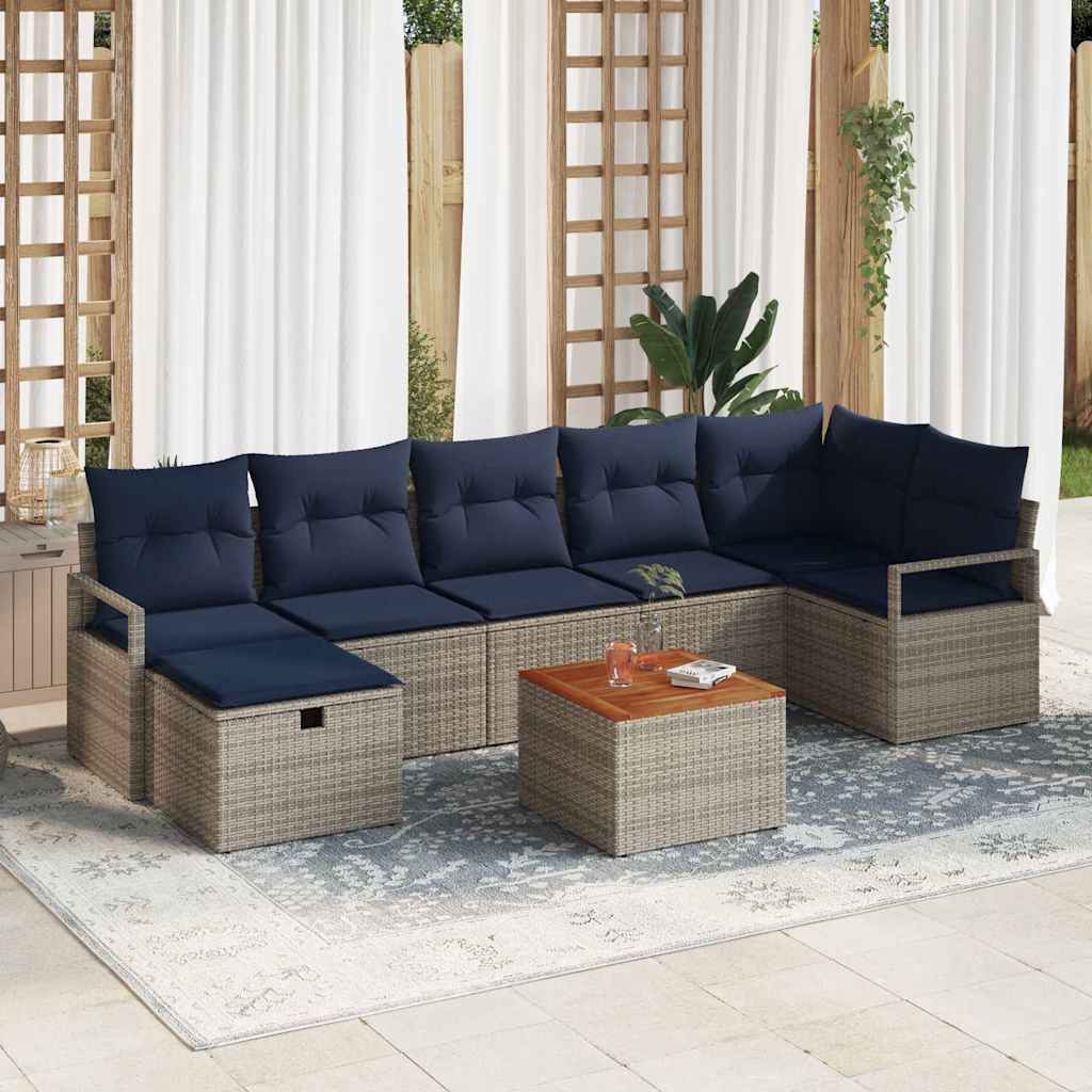 Gartensofa-set 8 stk. Grau Poly-Rattan