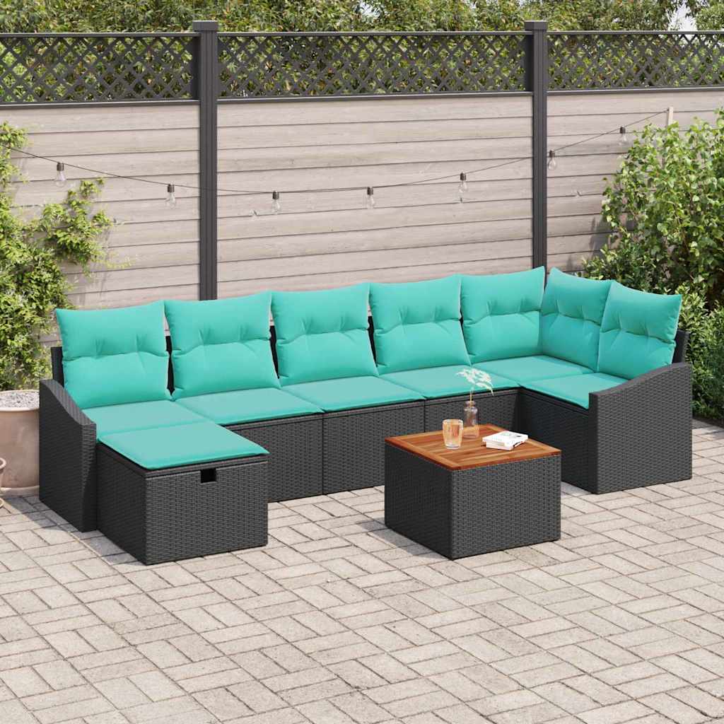Gartensofa-set 8 stk. Schwarz Poly-Rattan
