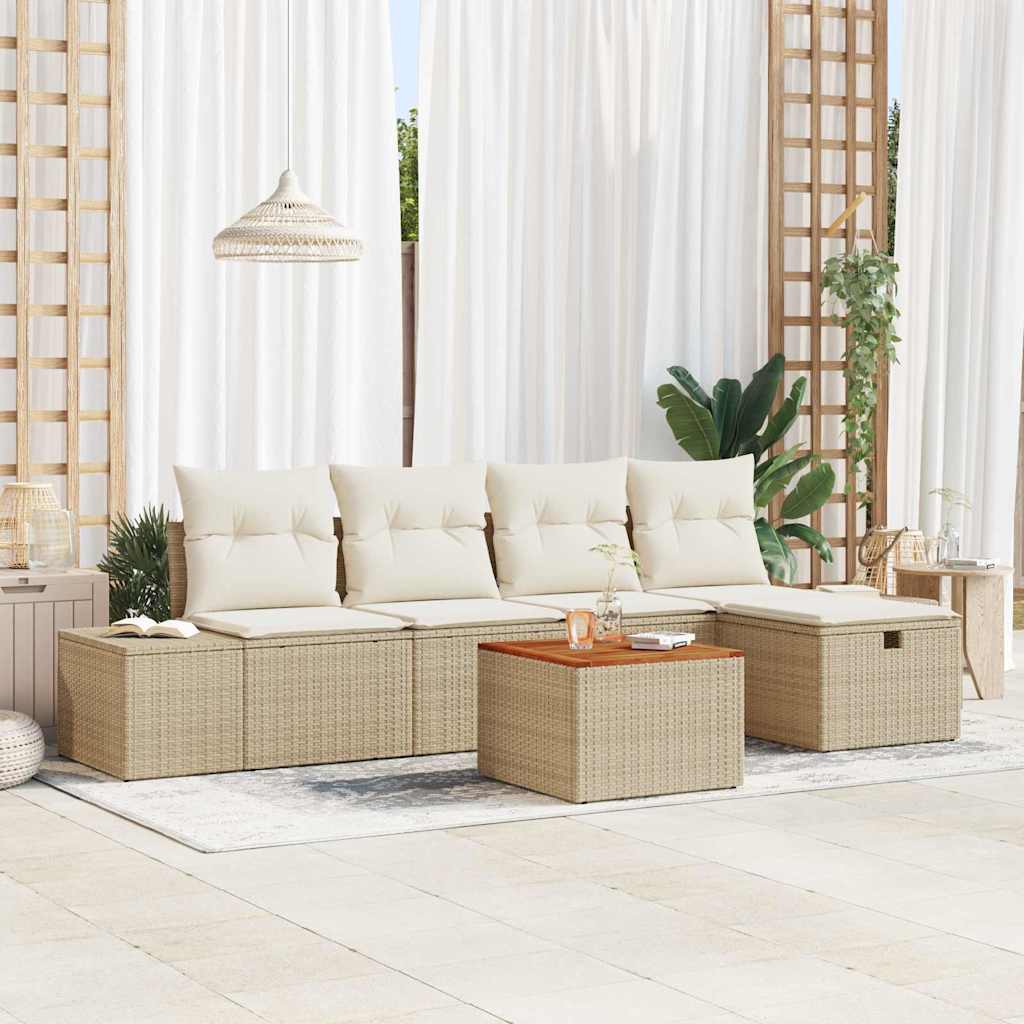 Gartensofa-set 6 stk. Beige Poly-Rattan