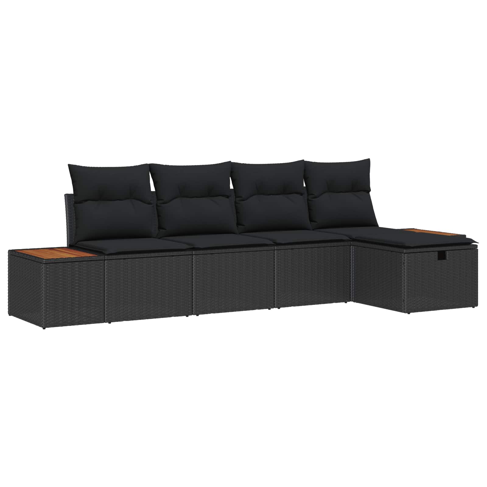 Gartensofa-set 5 stk. Schwarz Poly-Rattan