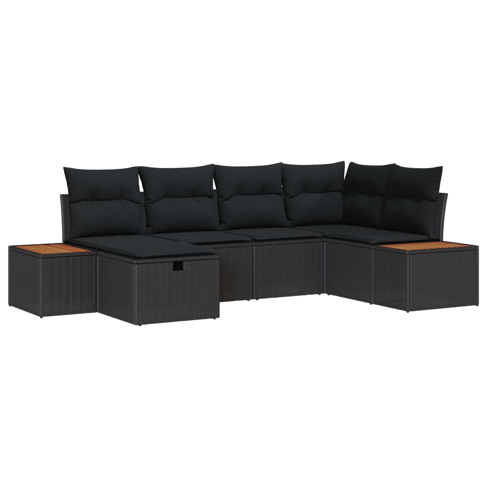 Gartensofa-set 6 stk. Schwarz Poly-Rattan