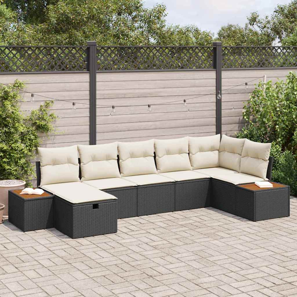 Gartensofa-set 8 stk. Schwarz Poly-Rattan