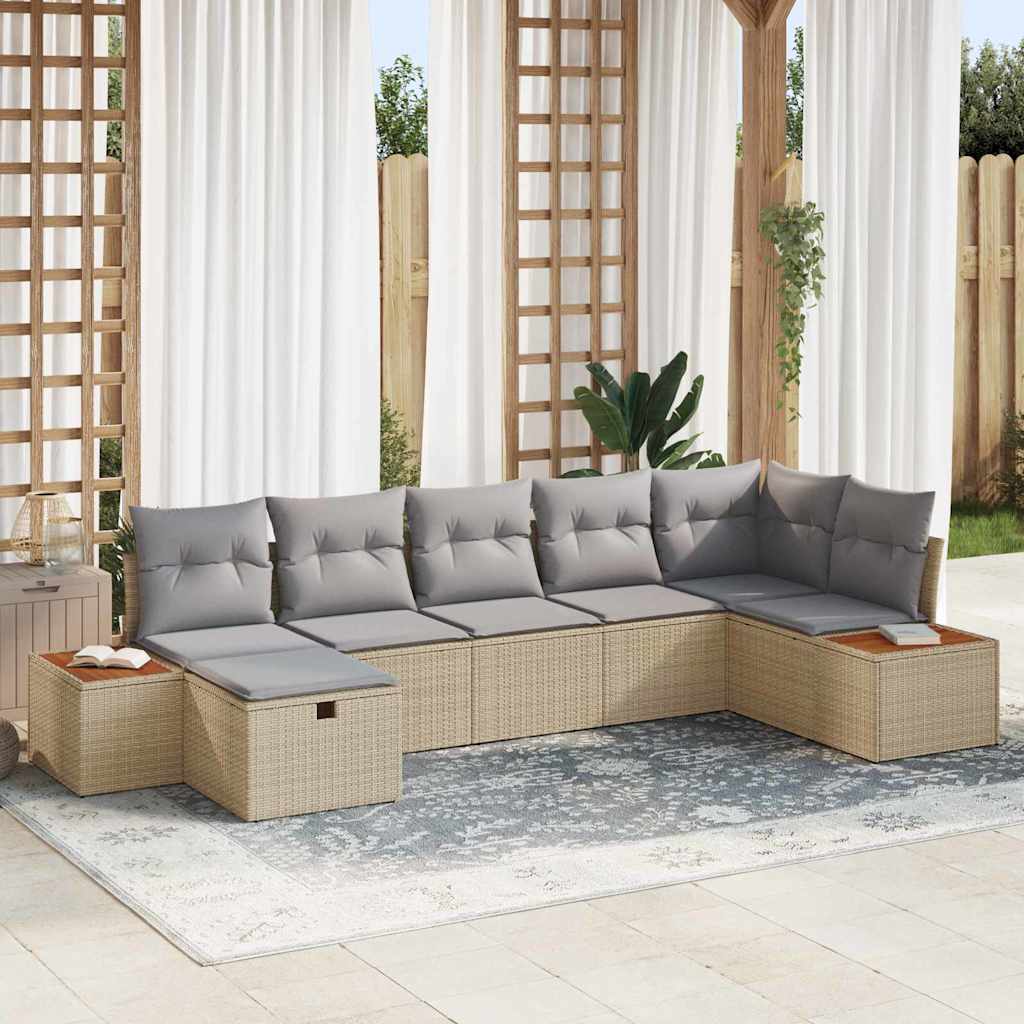 Gartensofa-set 8 stk. Beige Poly-Rattan