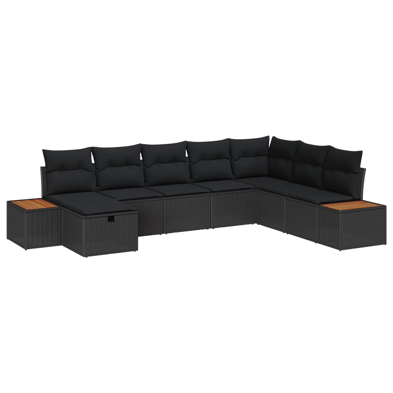 Gartensofa-set 8 stk. Schwarz Poly-Rattan