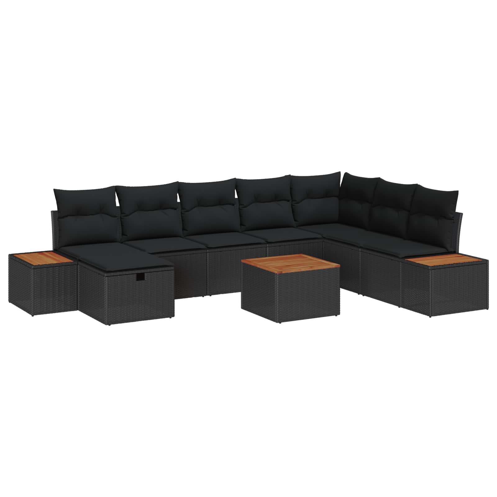 Gartensofa-set 9 stk. Schwarz Poly-Rattan
