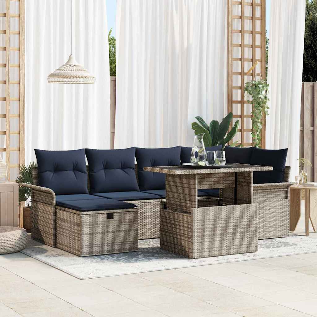 Gartensofa-set 7 stk. Grau Poly-Rattan