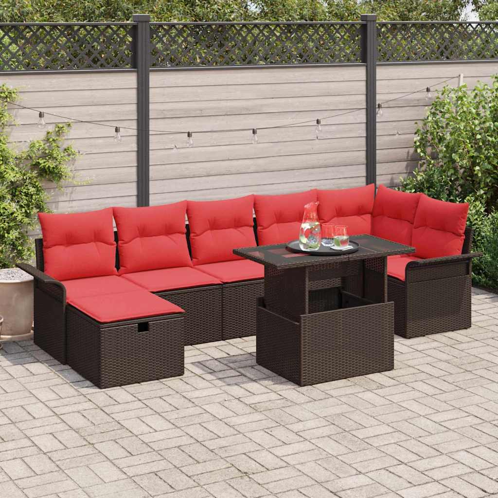 Gartensofa-set 8 stk. Braun Poly-Rattan