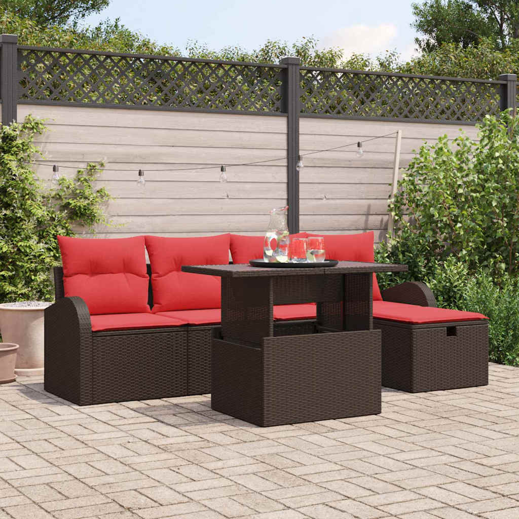 Gartensofa-set 6 stk. Braun Poly-Rattan