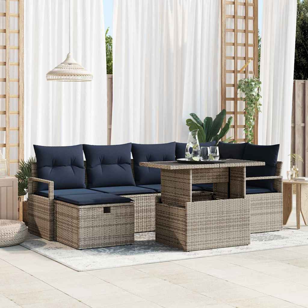 Gartensofa-set 7 stk. Poly-Rattan