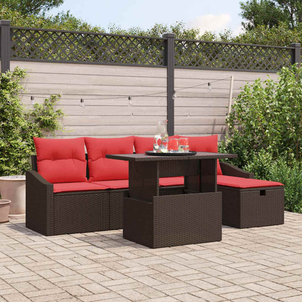 Gartensofa-set 6 stk. Poly-Rattan