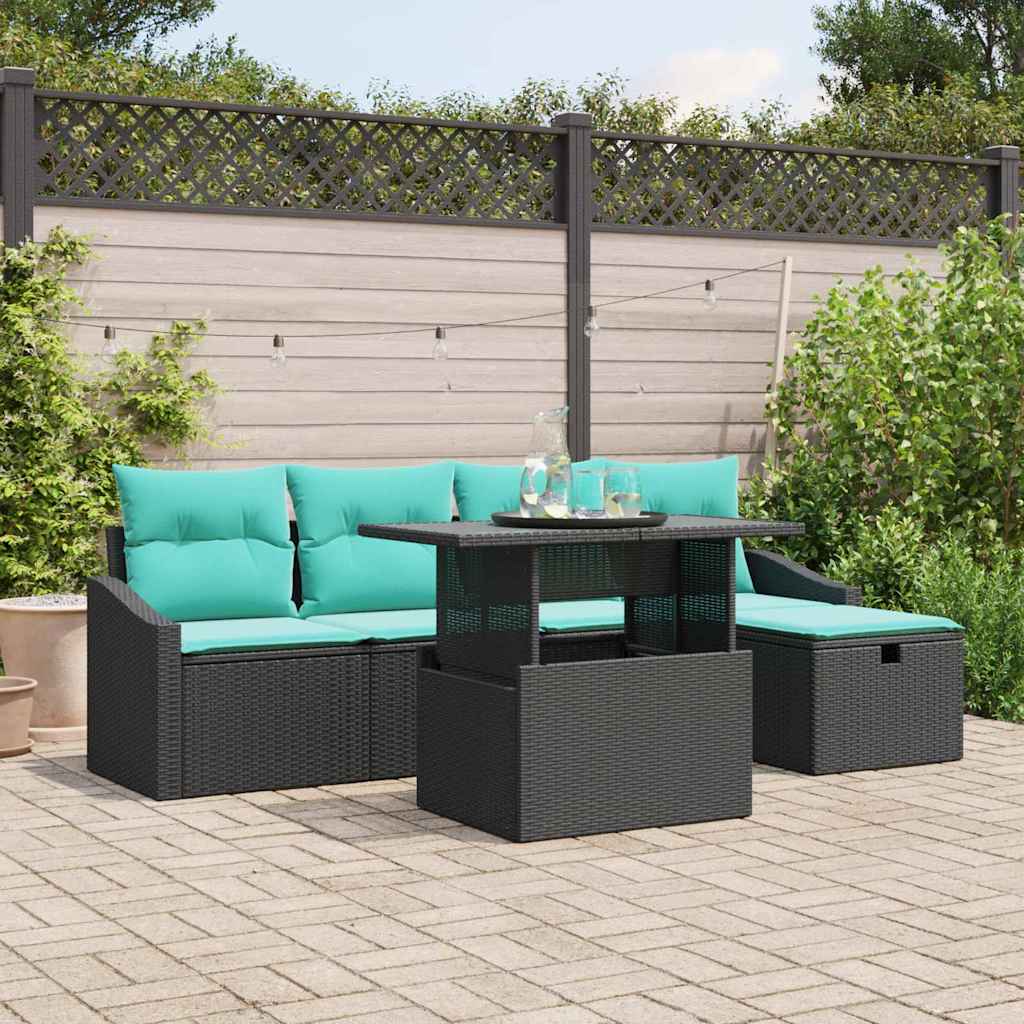 Gartensofa-set 6 stk. Poly-Rattan