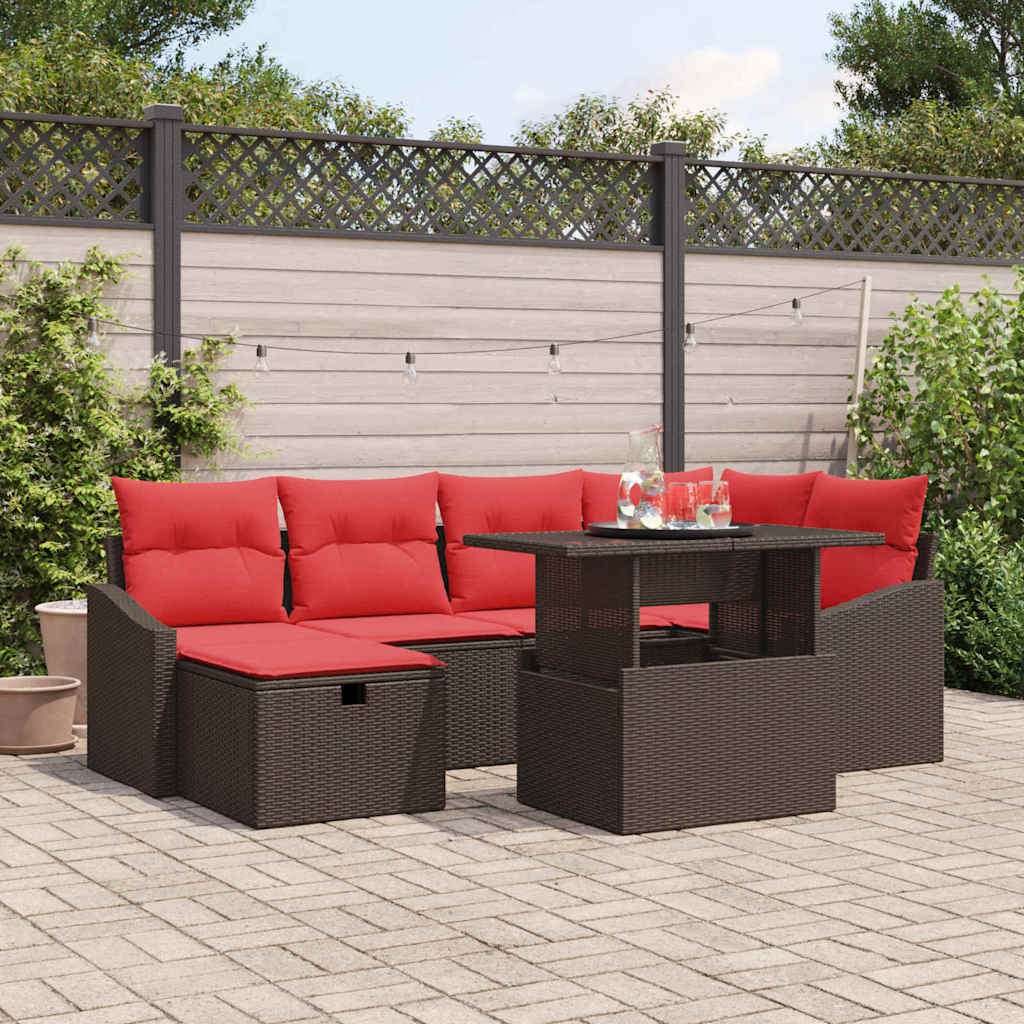 Gartensofa-set 7 stk. Poly-Rattan