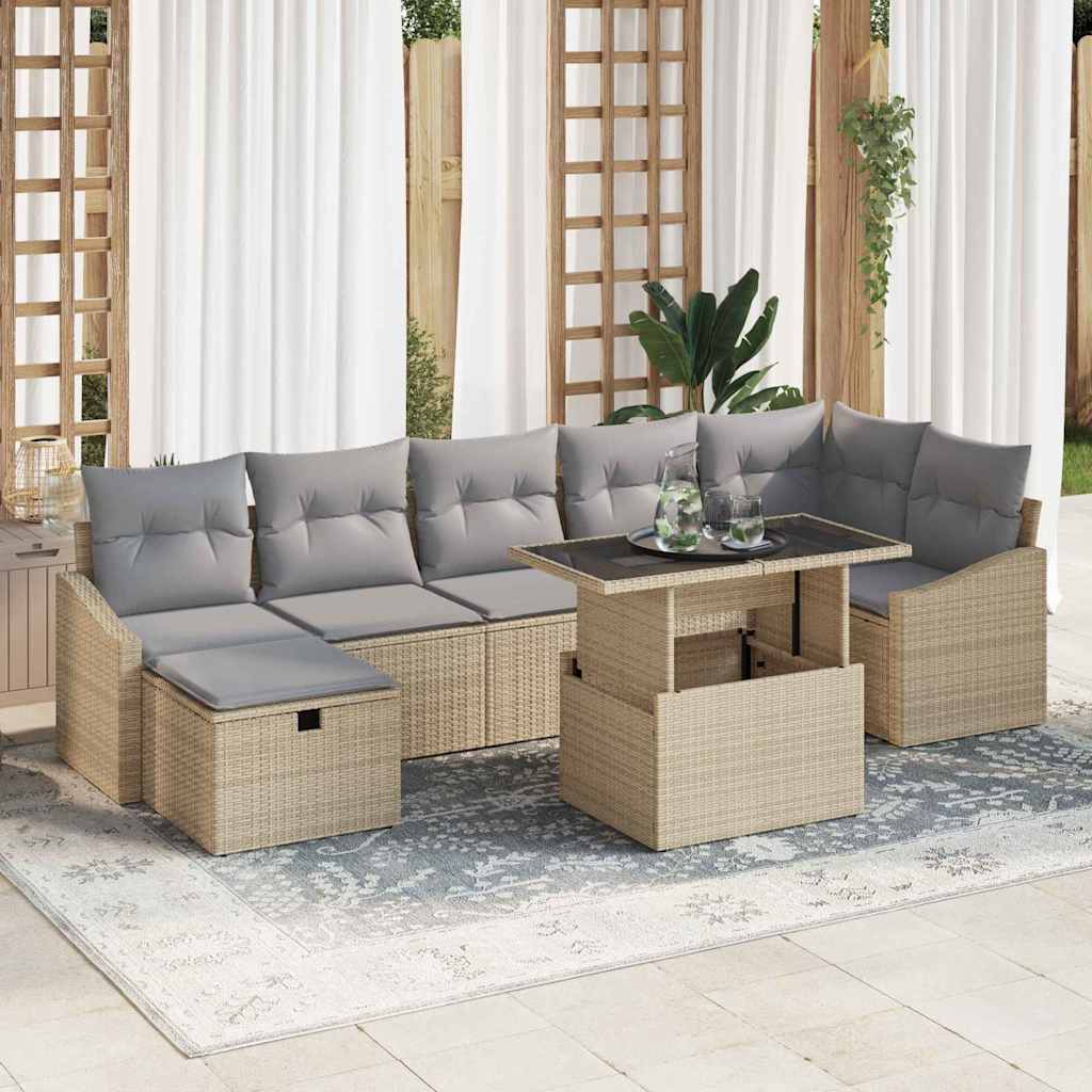 Gartensofa-set 8 stk. Poly-Rattan