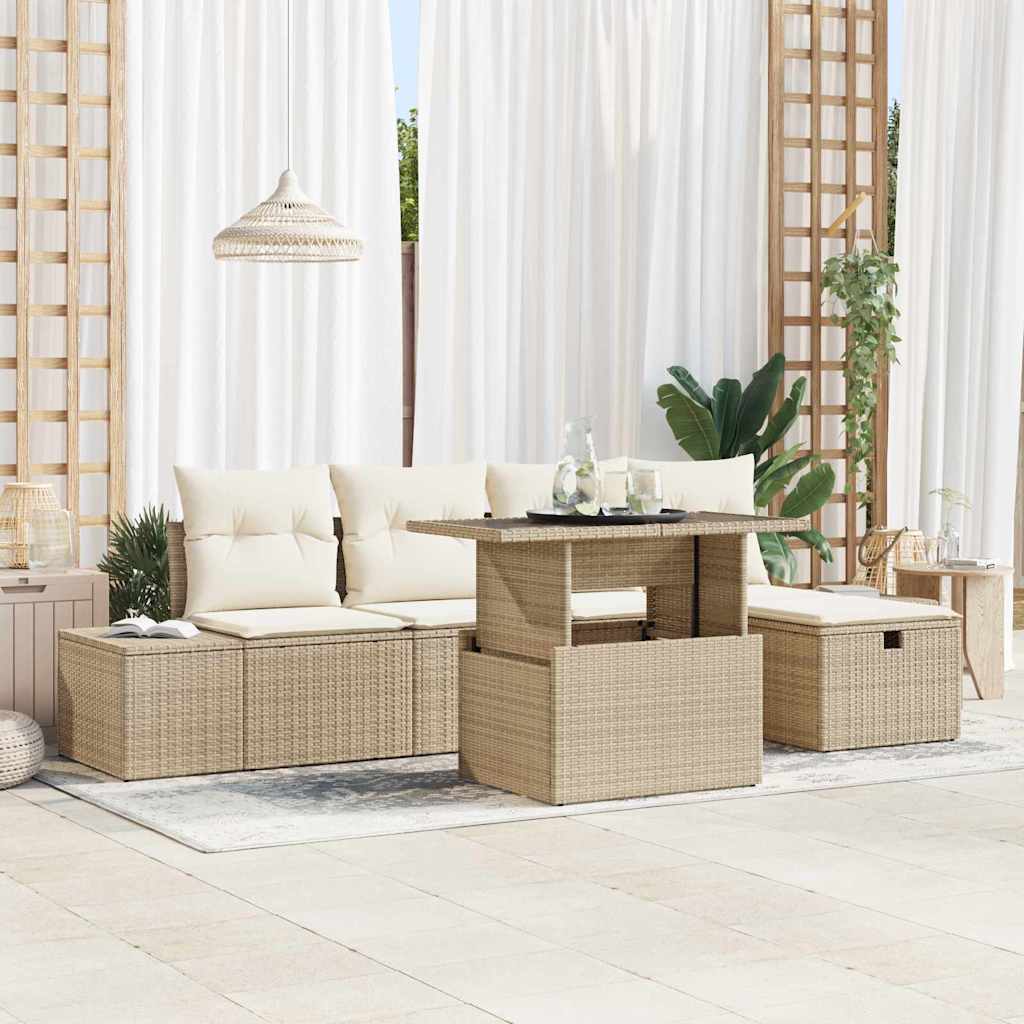 Garten-Sofa-Set 6 stk. Poly Rattan