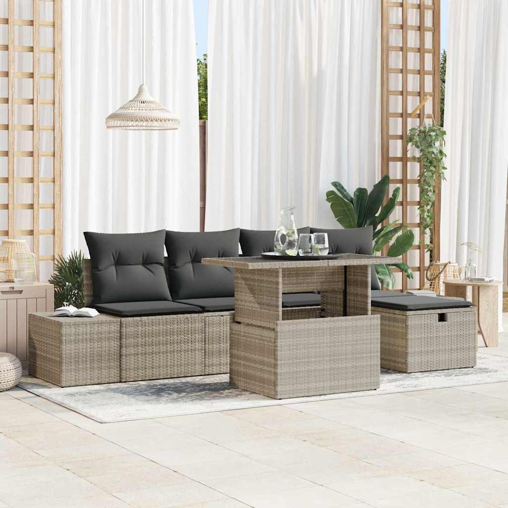 Garten-Sofa-Set 6 stk. Poly Rattan