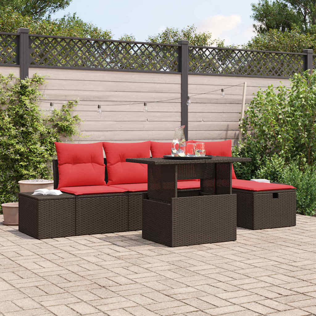 Gartensofa-set 6 stk. Poly-Rattan